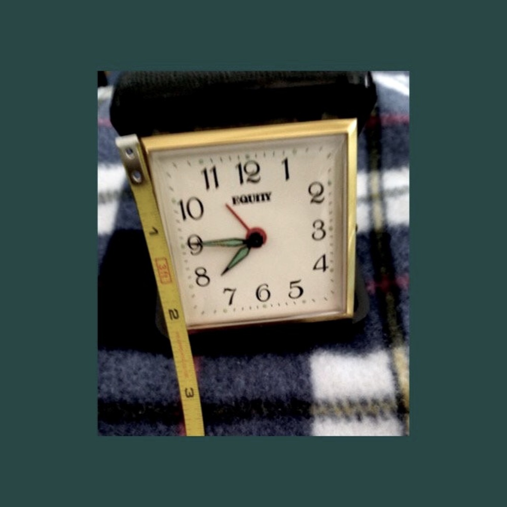 Vintage 70s EQUITY Folding Travel Windup Alarm Clock in case Works GREAT! - Picture 9 of 9